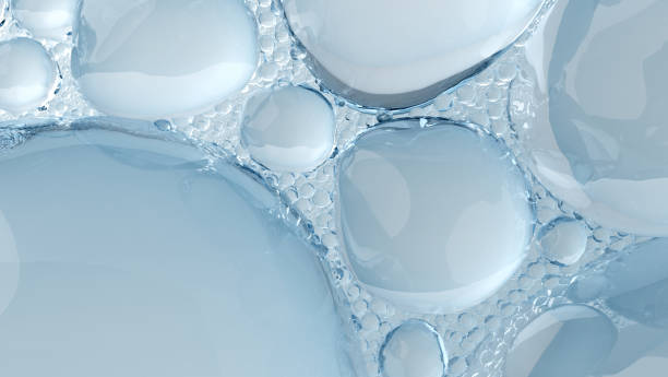 Blue bubble abstract hyaluronic and skin cell