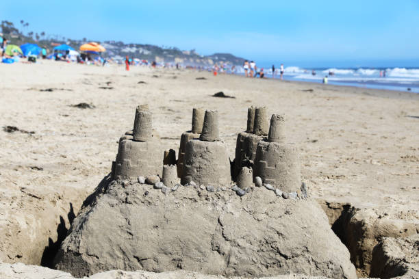 istock Sand castle at Zuma Beach, Malibu Ca! 2163147877