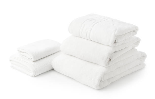 istock Stacked Cotton Towels isolated on White Background 2163149463