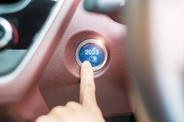 istock Finger press a car ignition button with 2025 START text inside  automobile. New Year New You, forecast, resolution, motivation, change, goal, vision, innovation and planning concept 2163150922