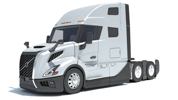 istock Semi Truck 3D rendering on white background 2163152411