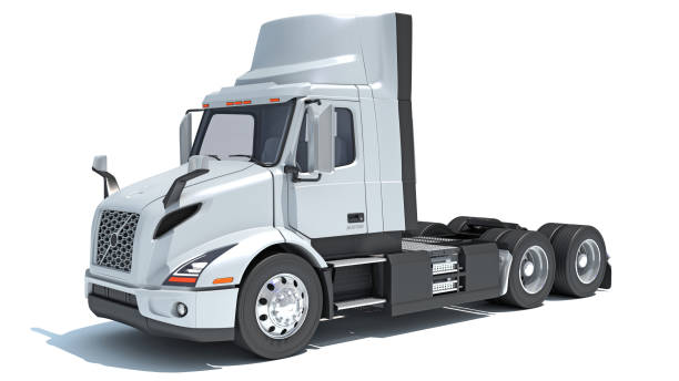 istock Semi Truck 3D rendering on white background 2163152412