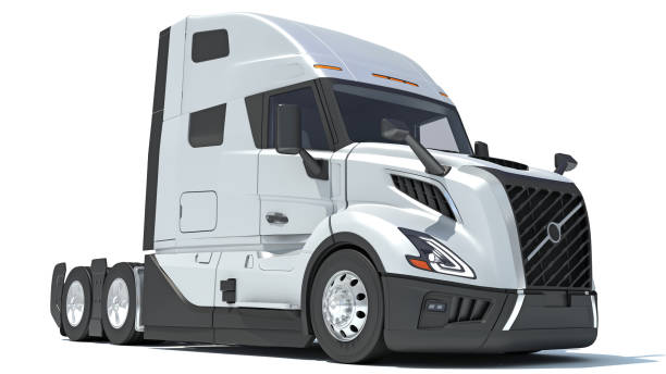 istock Semi Truck 3D rendering on white background 2163152441