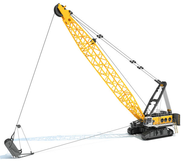 istock Dragline Excavator heavy construction machinery 3D rendering on white background 2163152462