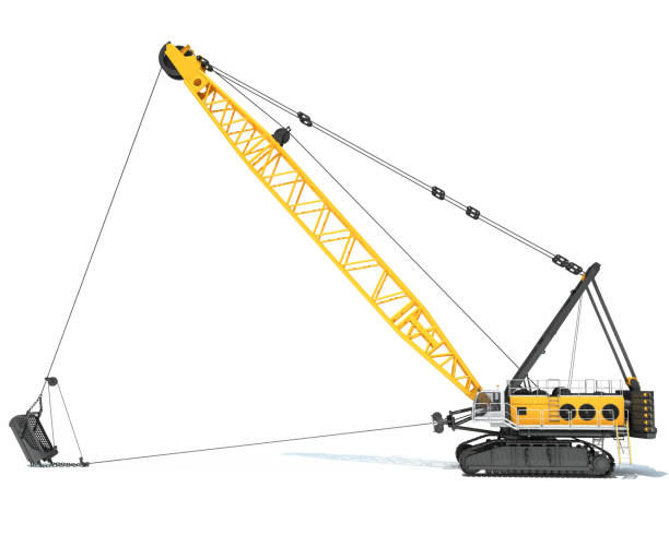istock Dragline Excavator heavy construction machinery 3D rendering on white background 2163152475