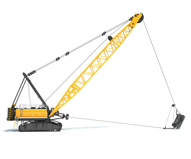 istock Dragline Excavator heavy construction machinery 3D rendering on white background 2163152526