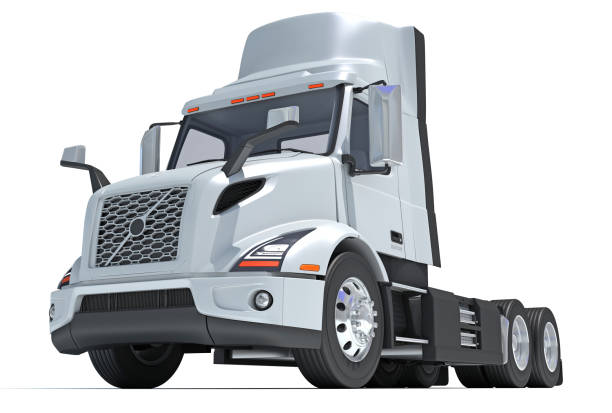 istock Semi Truck 3D rendering on white background 2163152993