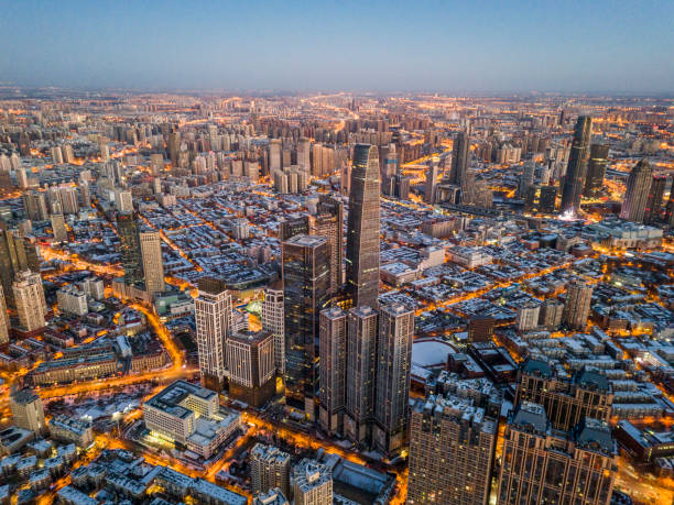 Snowy sunrise in Tianjin