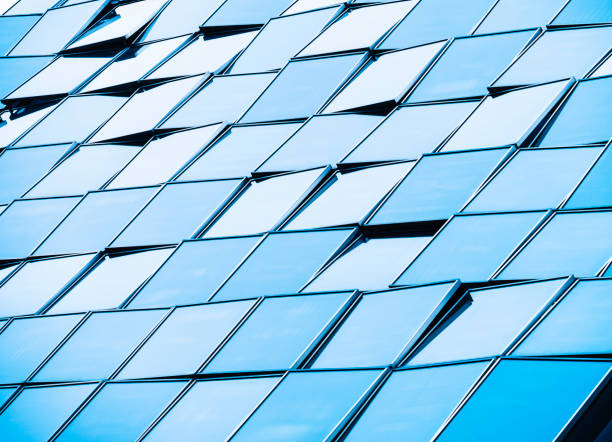 istock Glass tiles pattern modern Building exterior Geometric pattern Architecture details 2163156431