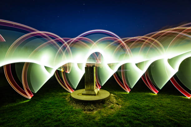 Pewley Down navigation stone hiking area light painting picture Guildford Surrey England Europe