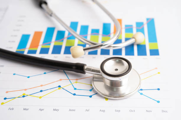 istock Stethoscope on spreadsheet and graph paper, Finance, Account, Statistics, Investment, Analytic research data economy and Business company concept. 2163156849