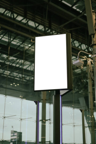 istock Blank banner media display mockup indoor 2163160428