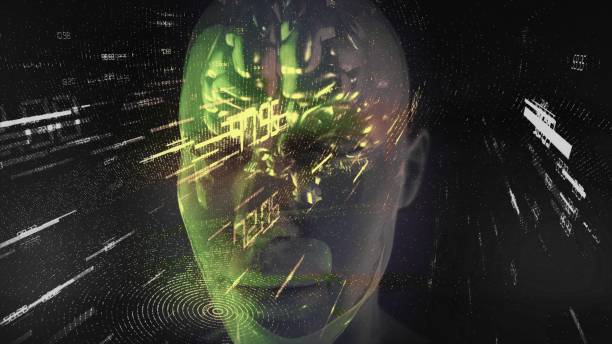 istock Abstract face and brain of a humanoid. 2163164452