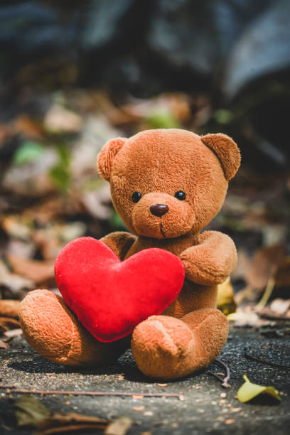 istock the bear doll hug red heart with dramatic tone 2163167317