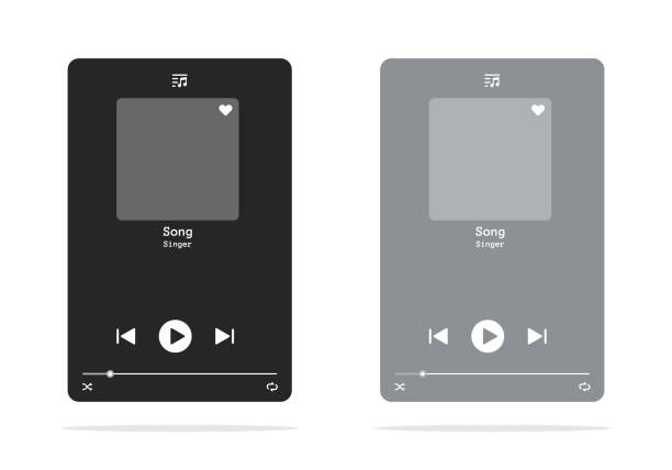 mediaplayer-schnittstelle. schaltflächen des mediaplayers. - athlet stock-grafiken, -clipart, -cartoons und -symbole