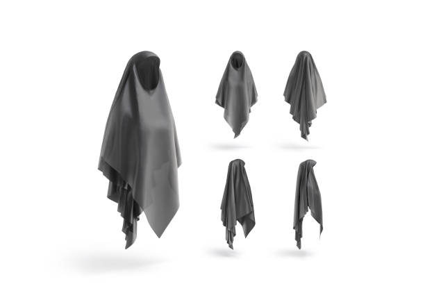 istock Blank black female khimar mockup, different views 2163171397