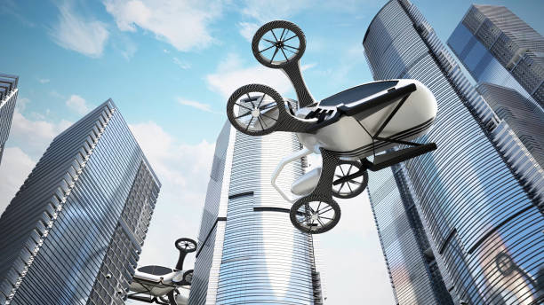 istock eVTOLs Flying Over Skyscrapers in a Modern City 2163176313