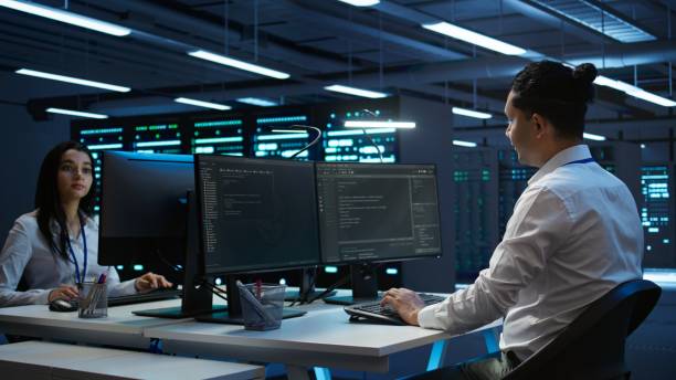 istock Portrait of cheerful engineer in data center installing software on computer 2163176698