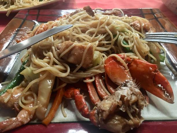 istock Seafood Spaghetti with Crab, Shrimp, and Vegetables 2163183214