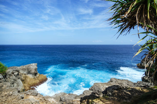 Rocky Coastline  in Nusa Penida, Indonesia, showcasing the raw beauty and dynamic ocean landscape.