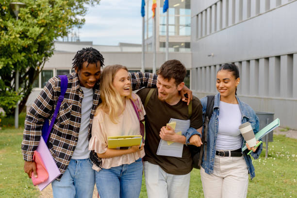 istock group of friends at the university 2163188421
