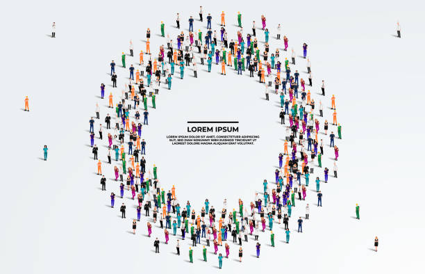 istock A large group of workers on white background with text space. Labour people crowd seamless background. Labor day concept. Vector illustration 2163196445