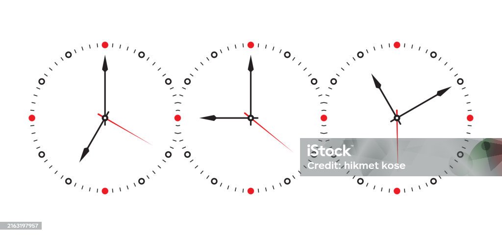 3 Line Clock Triple Analog Clock Concept Three Adjacent Wall Clocks Three Wall Clock ...