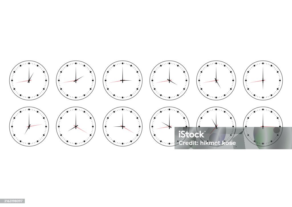 Clock Xii Twelve Step Analog Clock Set Wall Clock Set 12 Clock Concepts Stock ...