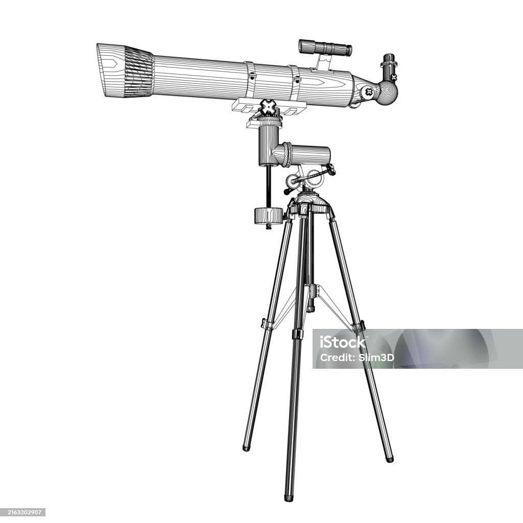 Astro Drawing Scope Contour Drawing Of Telescope Astronomy Tool Telescope In Simple Outline ...