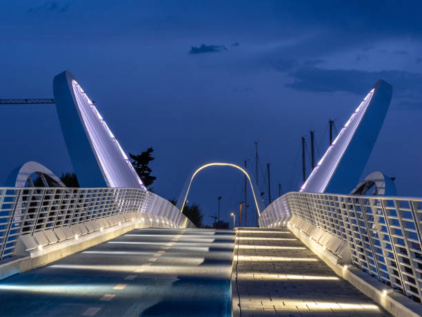 istock Cycle-pedestrian bridge over the Ete River 2163203362