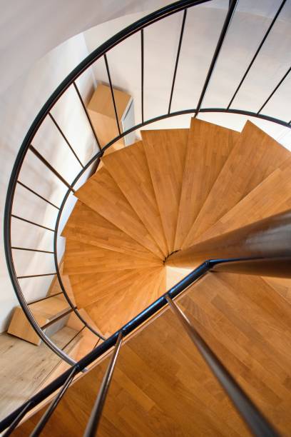 istock Spiral stairs in the modern cozy home interior. 2163207856