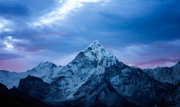 The Ama Dablam with dramatic sky at EBC trip in Nepal