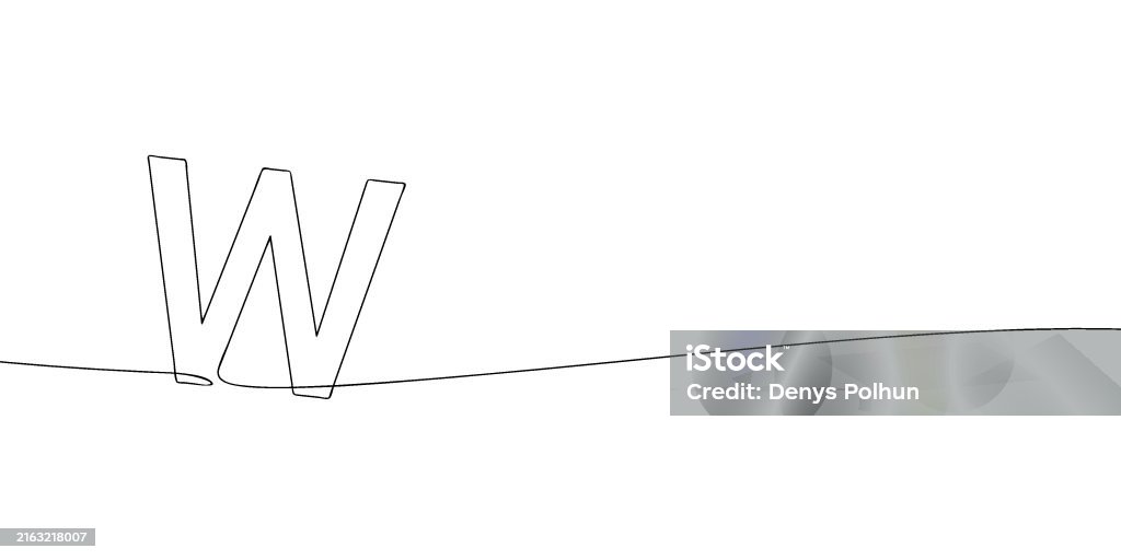 W Line Draw Letter W One Line Stock Illustration - Download Image Now - Alphabet ...