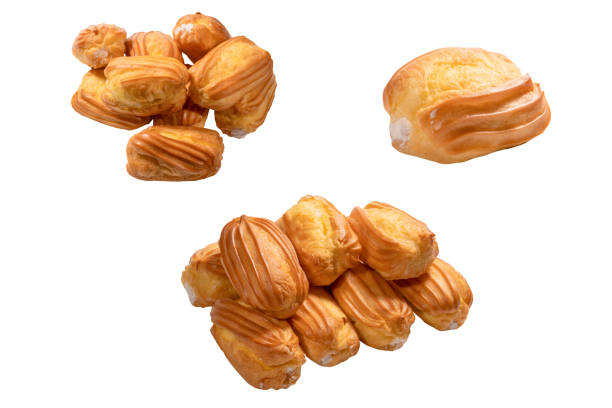 Sweet eclairs isolated on a white background. Top view.