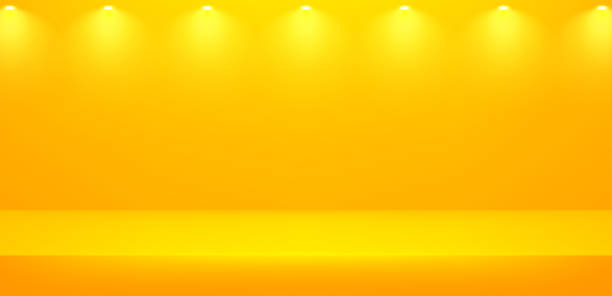 istock Empty yellow studio room background. Yellow background. Space for selling products on the website. Vector illustration. 2163222462