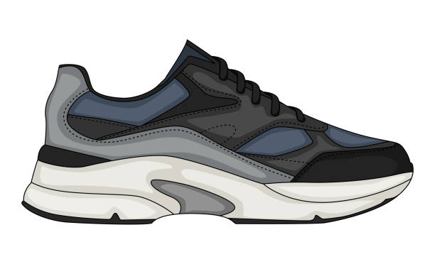 Vector sneakers shoes for training, running shoe vector illustration. Sport shoes Vector sneakers shoes for training, running shoe vector illustration. Sport shoes , isolated running shoes white background stock illustrations