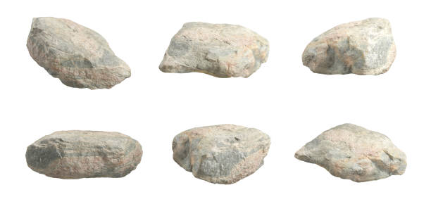 istock Realistic natural motar stones shapes white backgrounds 3d render 2163224760