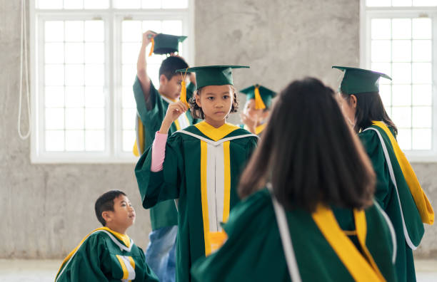 istock Childhood students and friends with graduation 2163227488