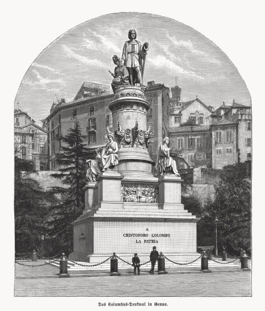 istock Christopher Columbus Monumen in Genoa, Italy, wood engraving, published 1892 2163228198