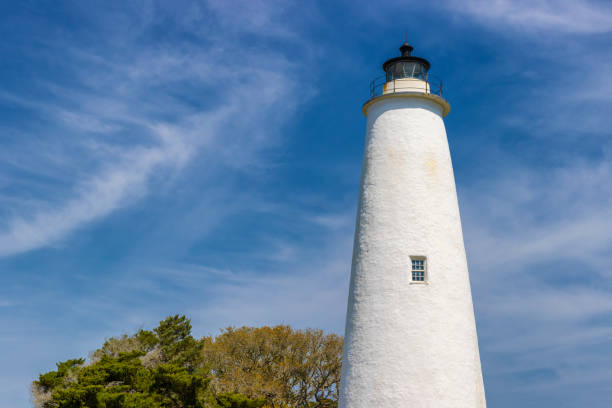 Ocracoke Island, Outer Banks, North Carolina, USA - April 16, 2024:Ocracoke Lighthouse the second oldest operating light in the United States