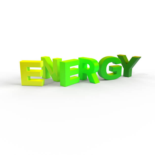 3d render energy word on white background. 3d illustration gradient green energy concept.