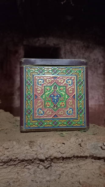 An old traditional Moroccan Berber decorated sugar box, from an old house in Tafraout - Morocco