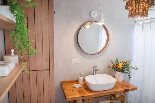 istock Country house bathroom rustic style decoration. 2163237996