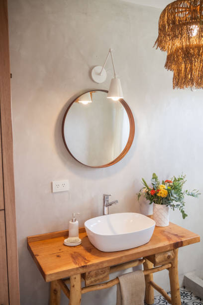 istock Country house bathroom rustic style decoration. 2163238011