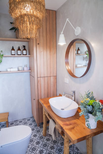 istock Country house bathroom rustic style decoration. 2163238065