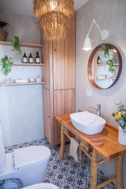istock Country house bathroom rustic style decoration. 2163238122