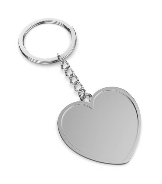 istock Blank heart shape pendant keychain ring blank template. 2163240354