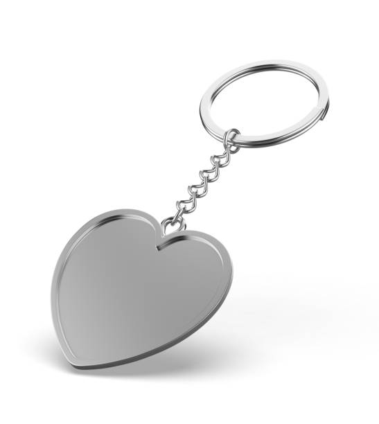 istock Blank heart shape pendant keychain ring blank template. 2163240355