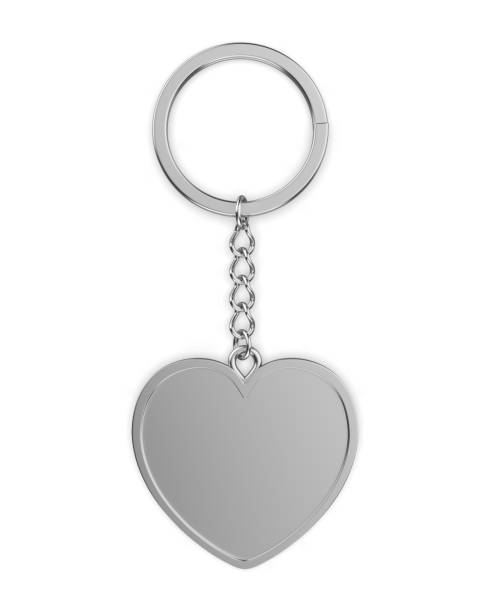 istock Blank heart shape pendant keychain ring blank template. 2163240371