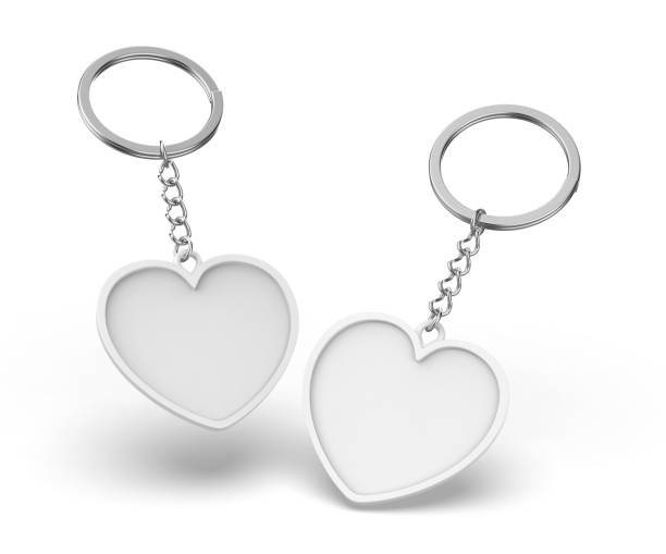 istock Blank heart shape pendant keychain ring blank template. 2163240409